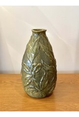 1900's JUGEND GREEN GLAZED RELIEF VASE