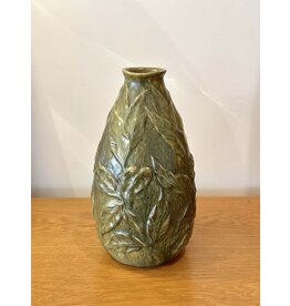 1900's JUGEND GREEN GLAZED RELIEF VASE