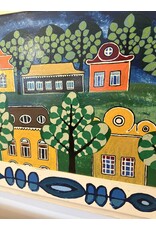 1950's LARGE COLOURFUL MURAL OF SWEDISH TOWN