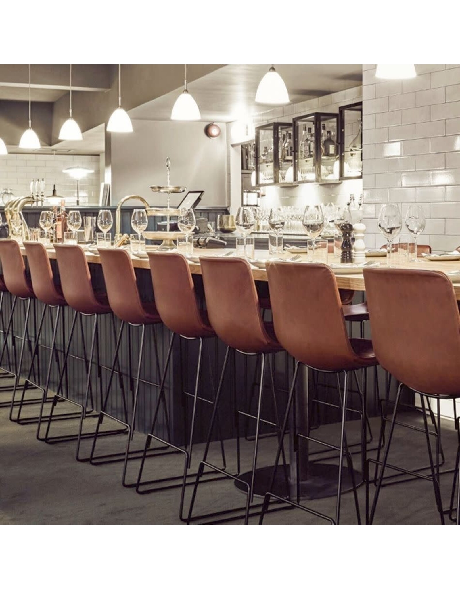 4302 PATO BARSTOOL, FULLY UPHOLSTERED IN COGNAC LEATHER