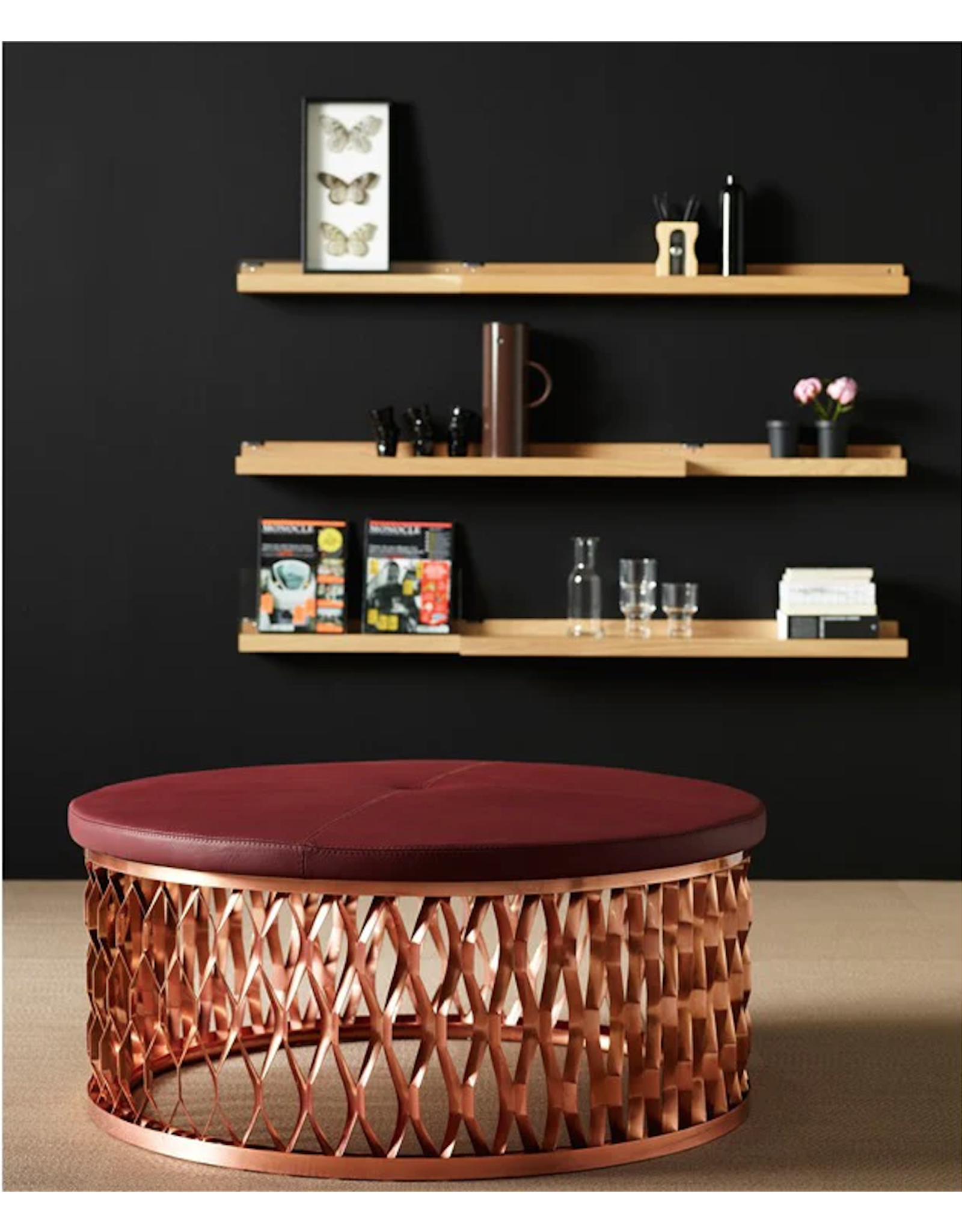 STEELO OTTOMAN EXTRUDED METAL BASE IN COPPER