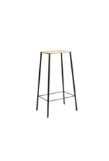 ADAM STOOL IN OAK SEAT, BLACK STEEL FRAME