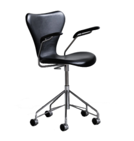 3217 SWIVEL ARMCHAIR IN SOFT BLACK LEATHER