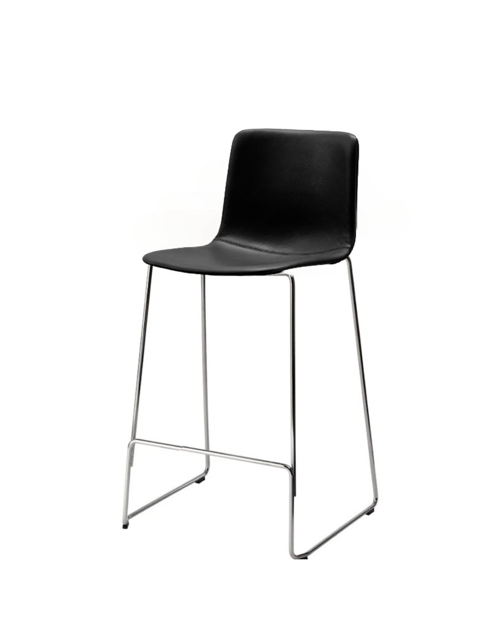 4302 PATO SLEDGE BARSTOOL IN BLACK LEATHER