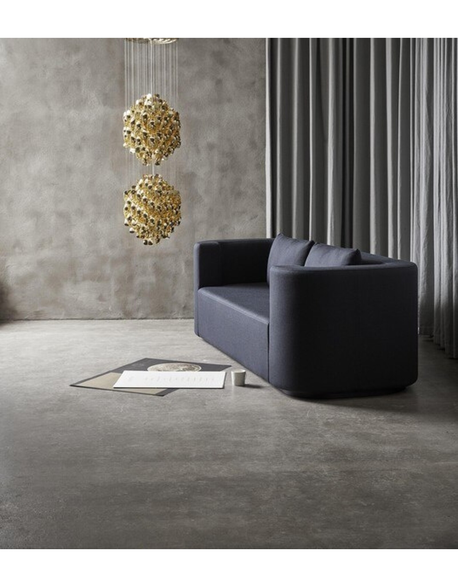 SPIRAL SP2 HANGING LAMP W/2 CLUSTERS OF GOLD SPIRALS