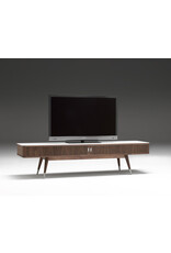 AK 2720 TV UNIT IN WALNUT WITH STAINLESS STEEL CAPS