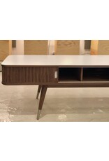 AK 2720 TV UNIT IN WALNUT WITH STAINLESS STEEL CAPS
