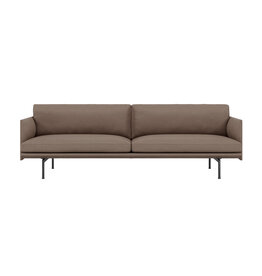 OUTLINE 3 SEATER SOFA IN GREY LEATHER