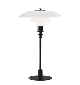 PH 3/2 TABLE LAMP, MOUTH-BLOWN WHITE OPAL GLASS SHADES