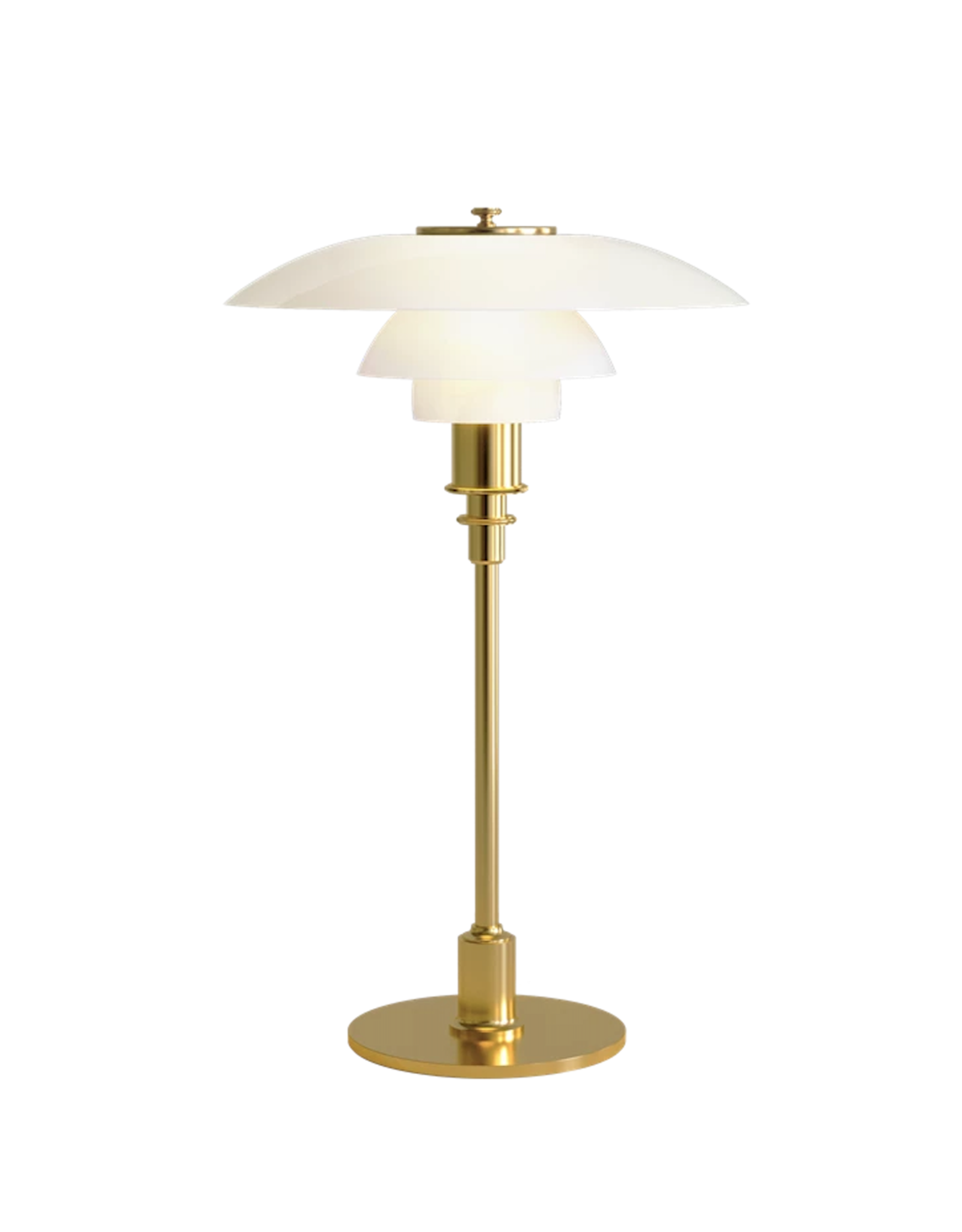 PH 3/2 TABLE LAMP, MOUTH-BLOWN WHITE OPAL GLASS SHADES