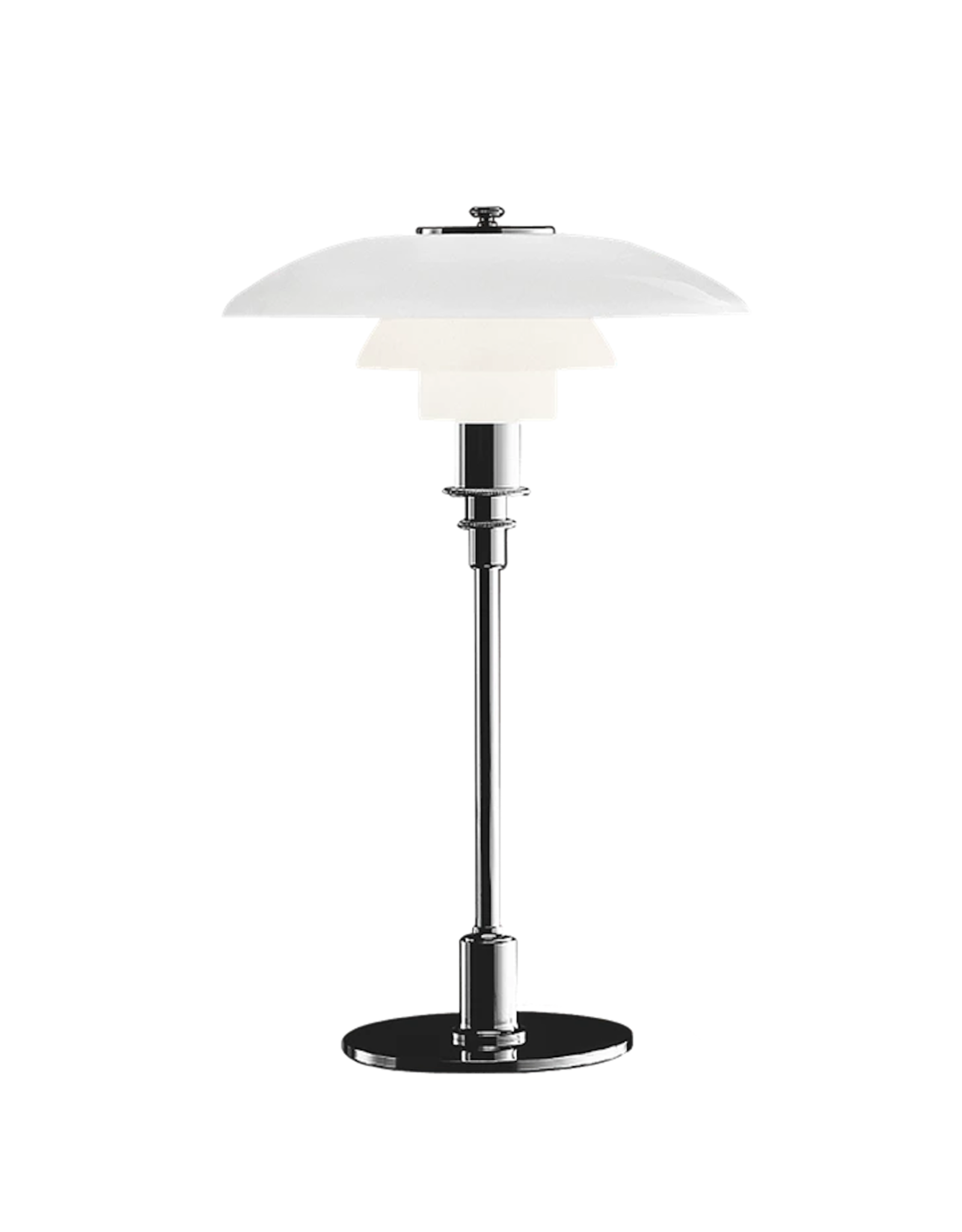 PH 3/2 TABLE LAMP, MOUTH-BLOWN WHITE OPAL GLASS SHADES