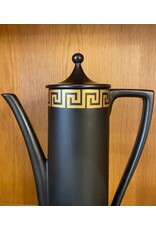 PORTMEIRION BLACK AND GOLD GREEK KEY COFFEE SET FOR 4 PERSONS