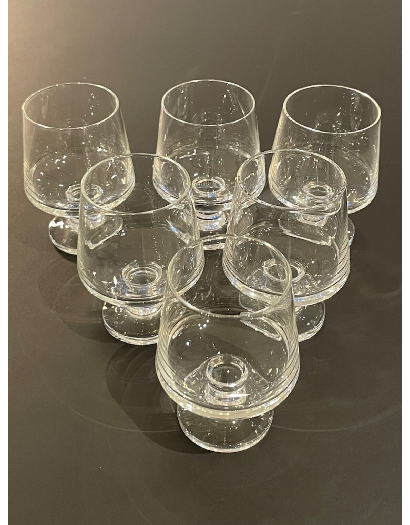 PAIR OF 1950's STACKABLE STUB TAPERED LIQUER STEM GLASSES