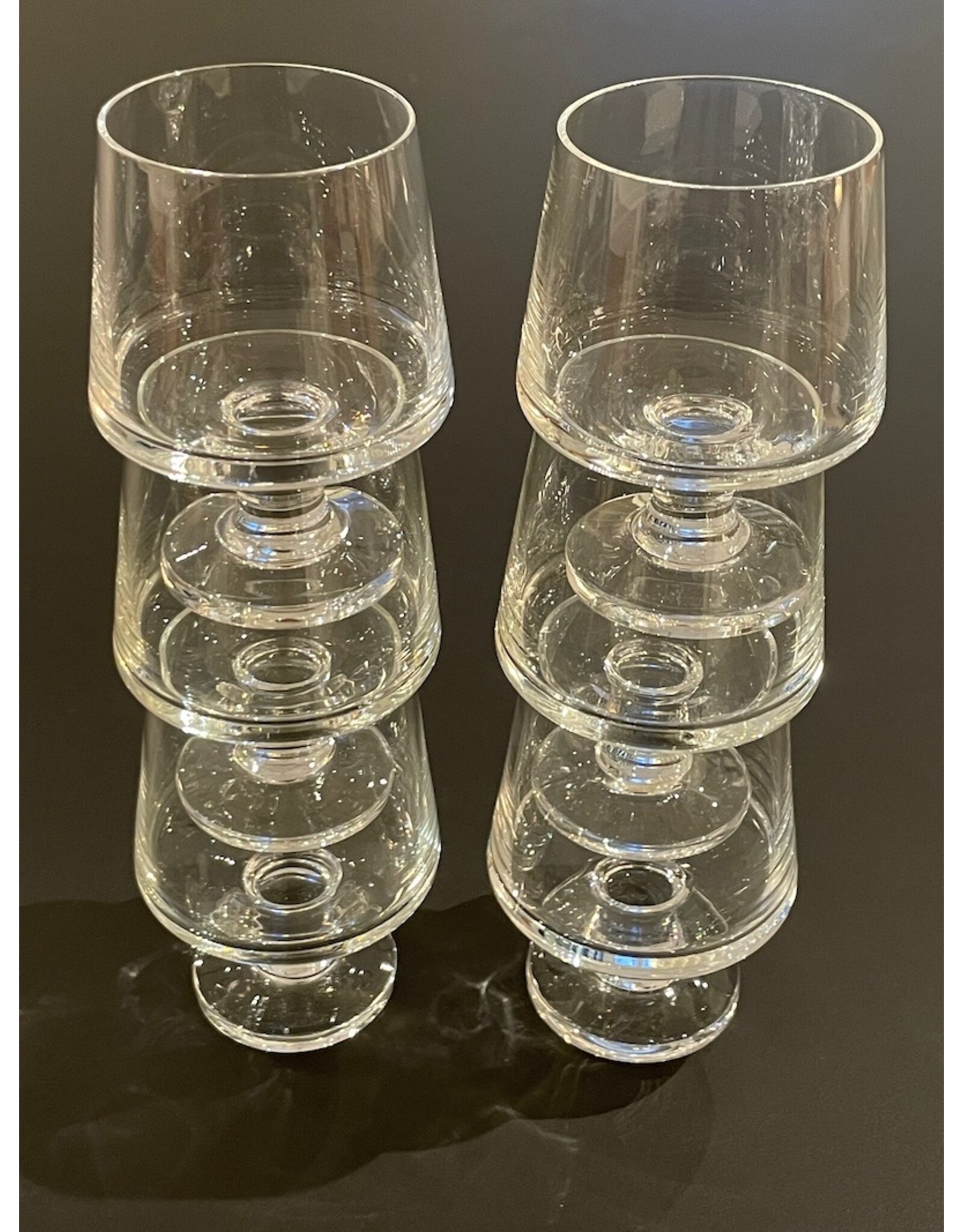 PAIR OF 1950's STACKABLE STUB TAPERED LIQUER STEM GLASSES