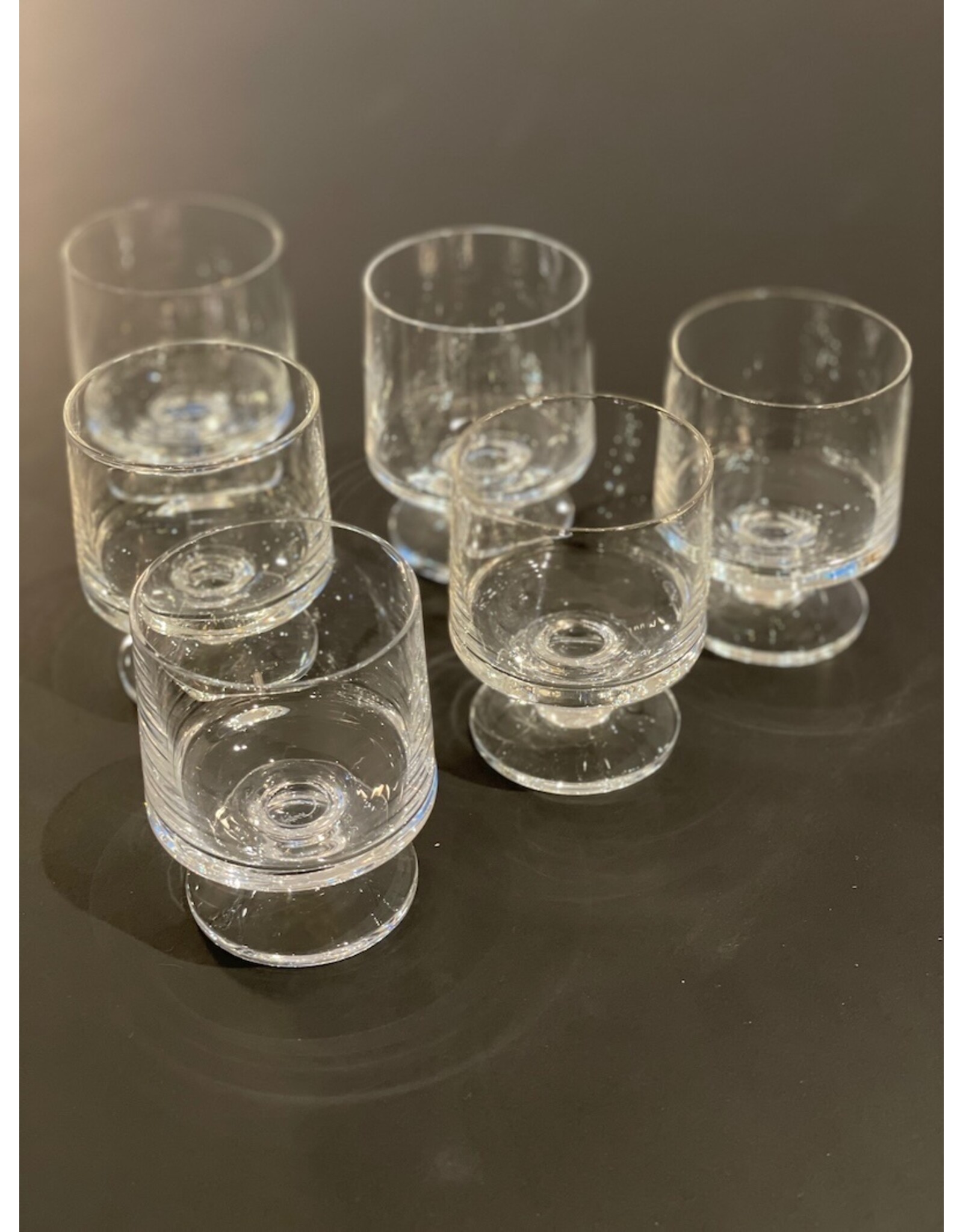 PAIR OF 1950's STACKABLE STUB WHISKY STEM GLASSES