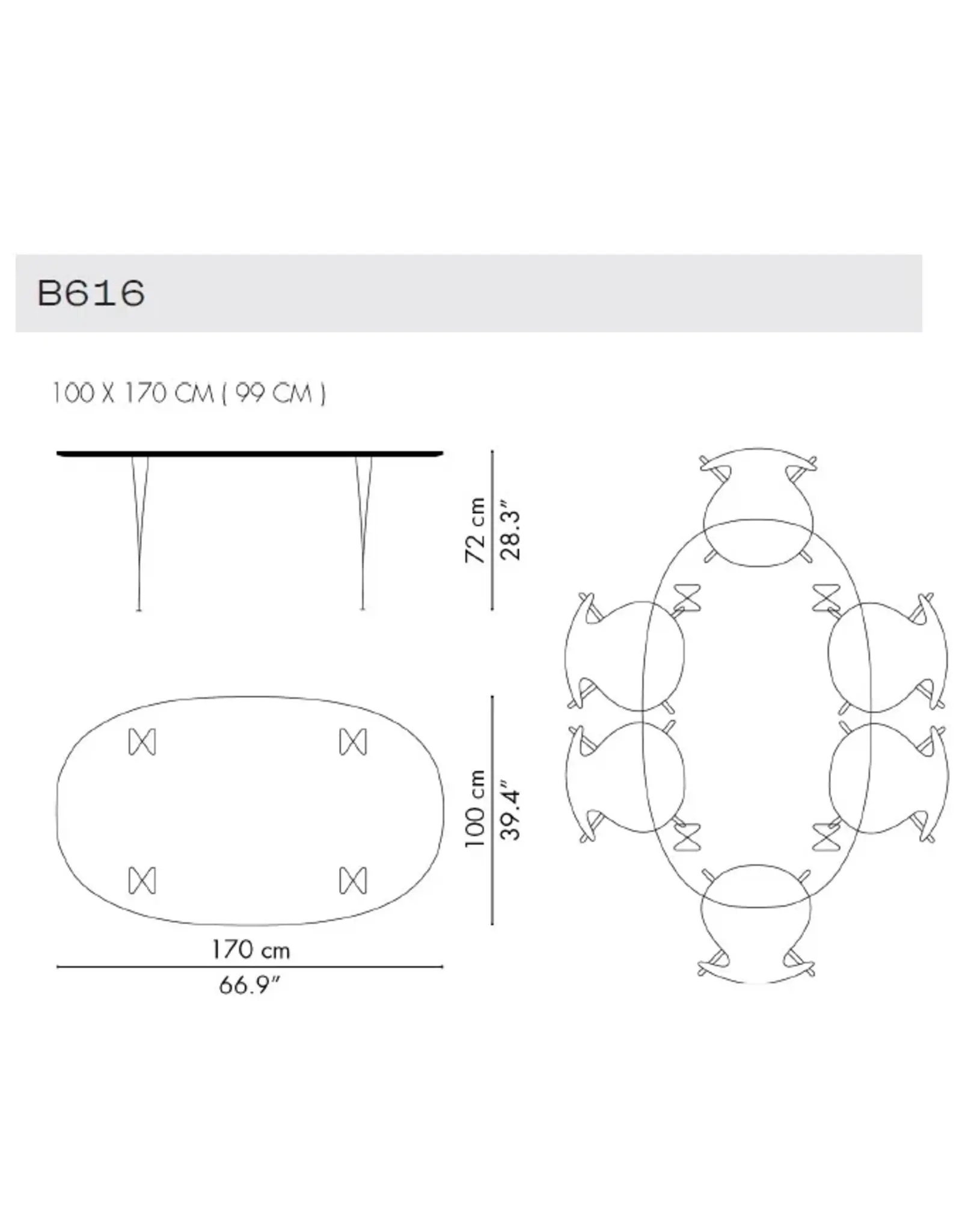 B616 SUPER-ELLIPSE TABLE