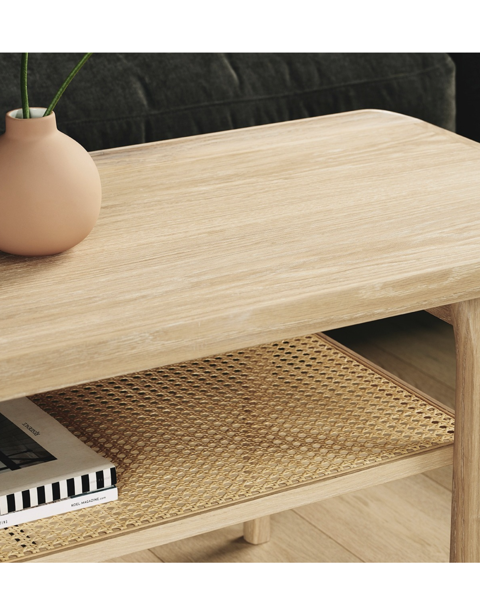NO.25 SIDE TABLE IN WHITE OIL OAK WITH FRENCH CANE