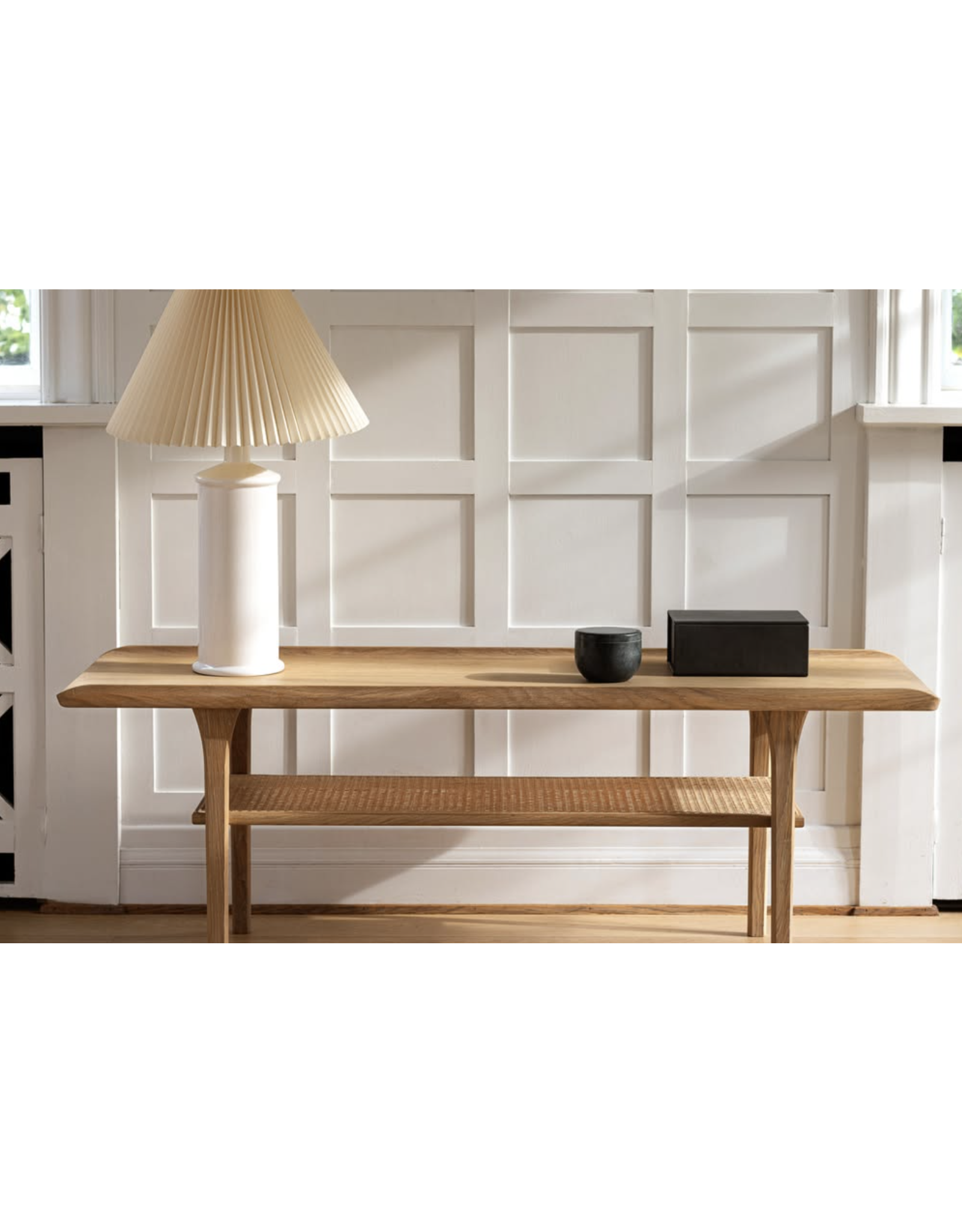 NO.25 SIDE TABLE IN WHITE OIL OAK WITH FRENCH CANE