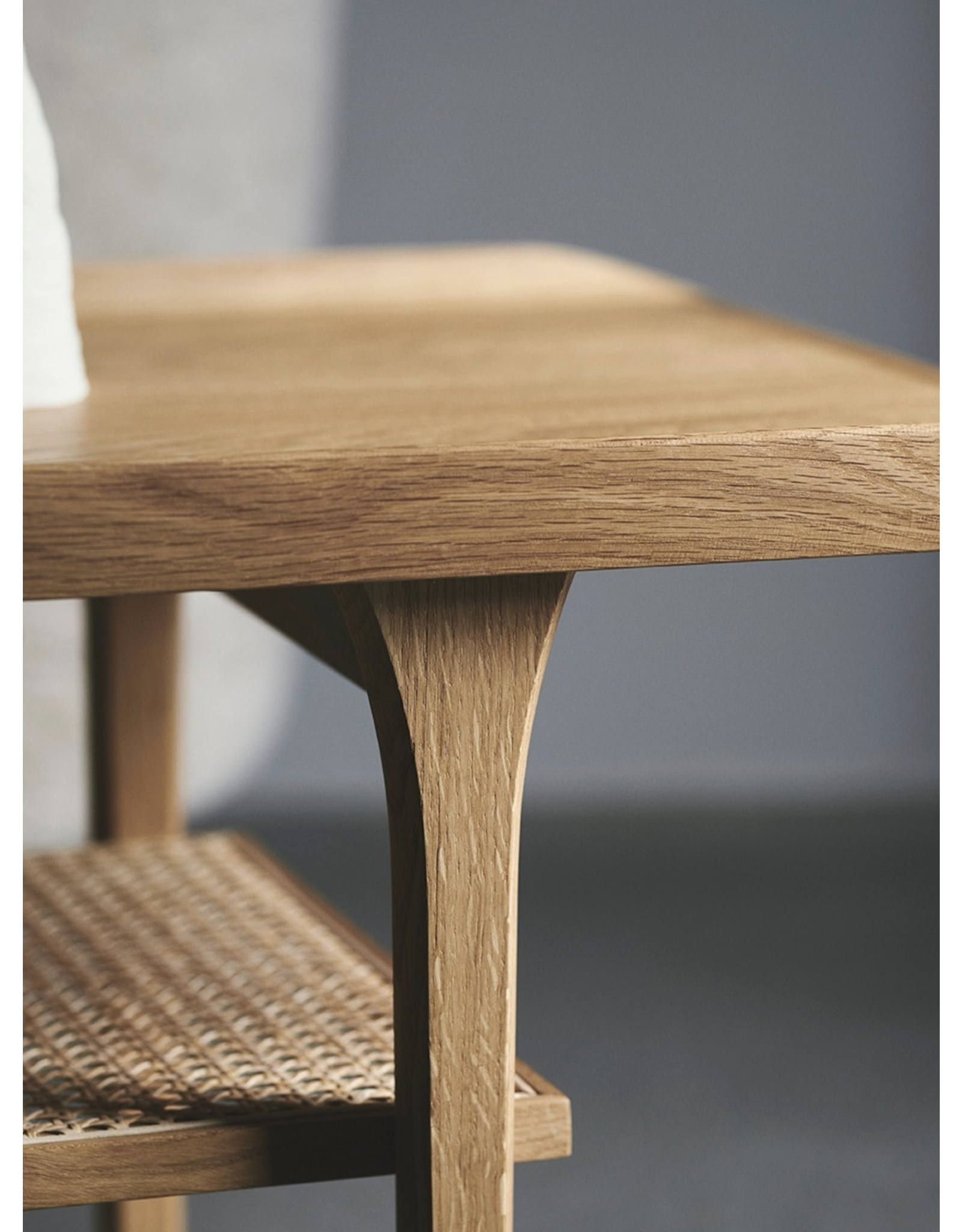 NO.25 SIDE TABLE IN WHITE OIL OAK WITH FRENCH CANE