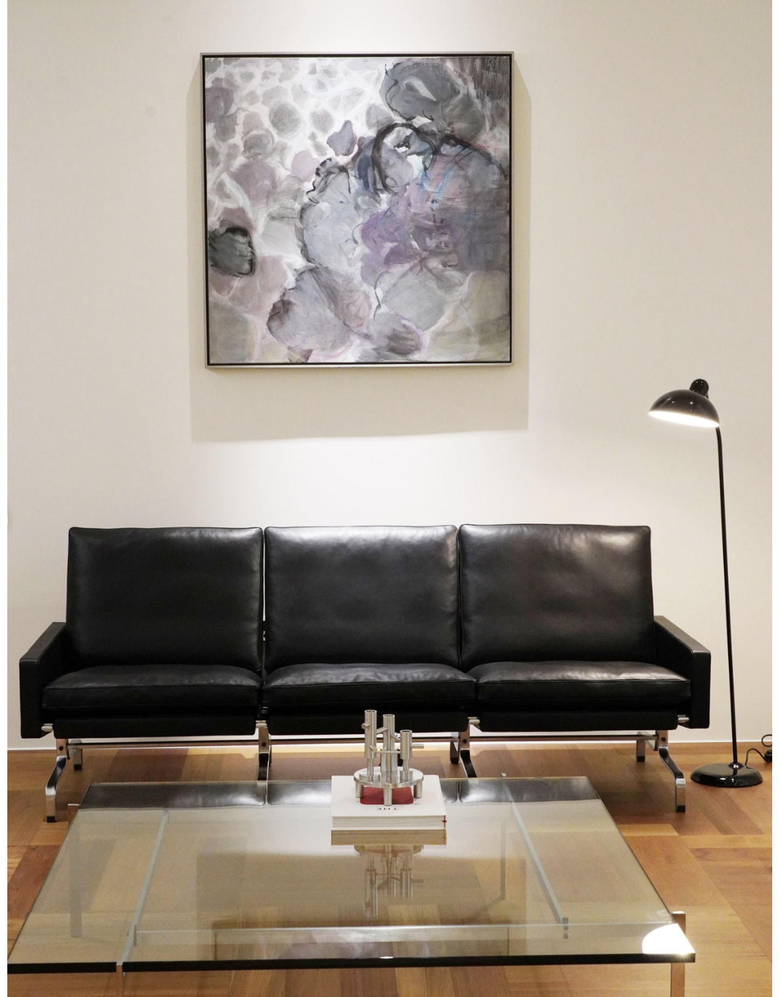 PK31/3 3-SEATER SOFA IN BLACK GRACE LEATHER