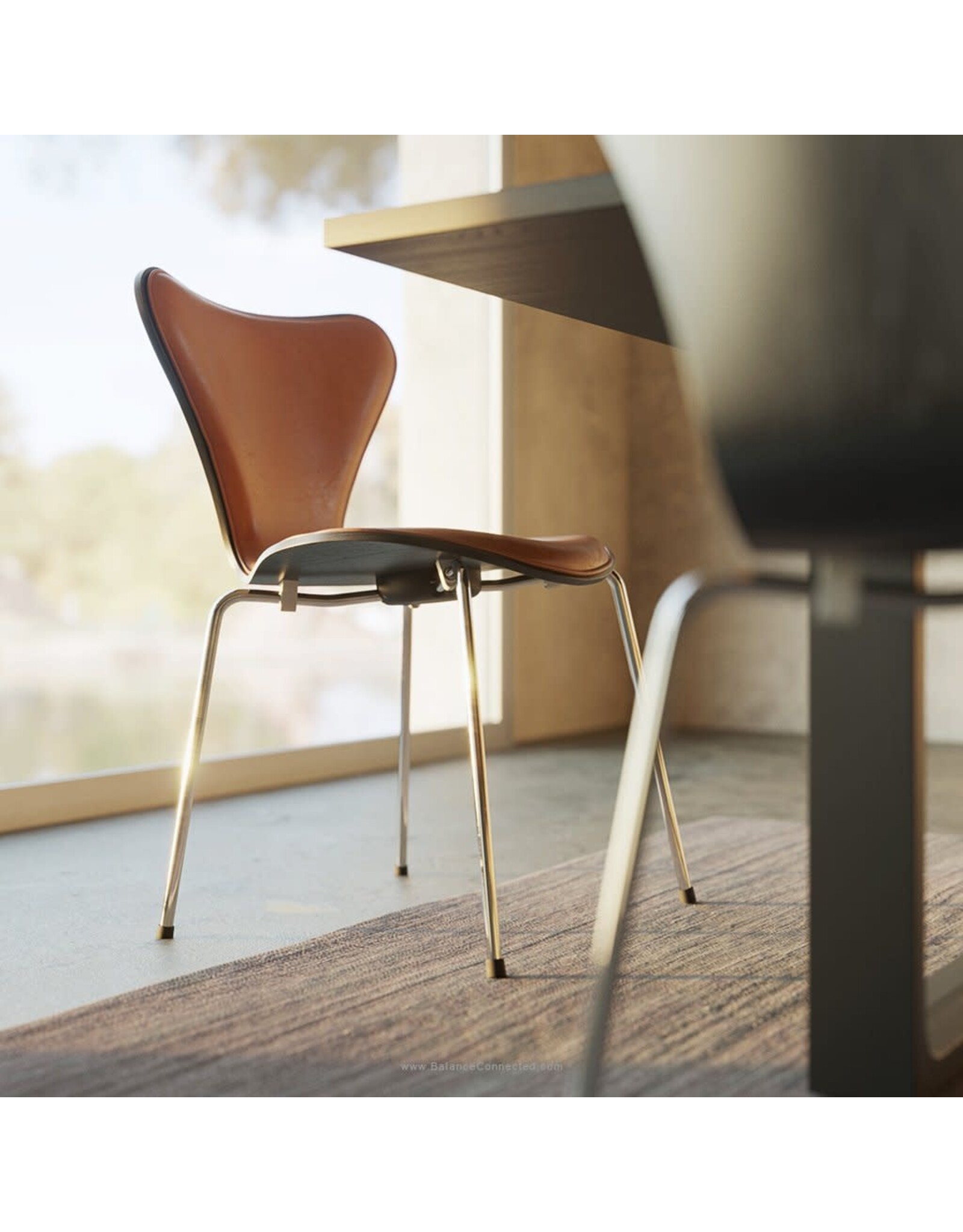 3107 SERIES 7 CHAIR, FRONT UPHOLSTERED IN WILD WALNUT LEATHER
