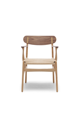 CH26 CHAIR IN OAK, ARMREST AND BACK IN WALNUT