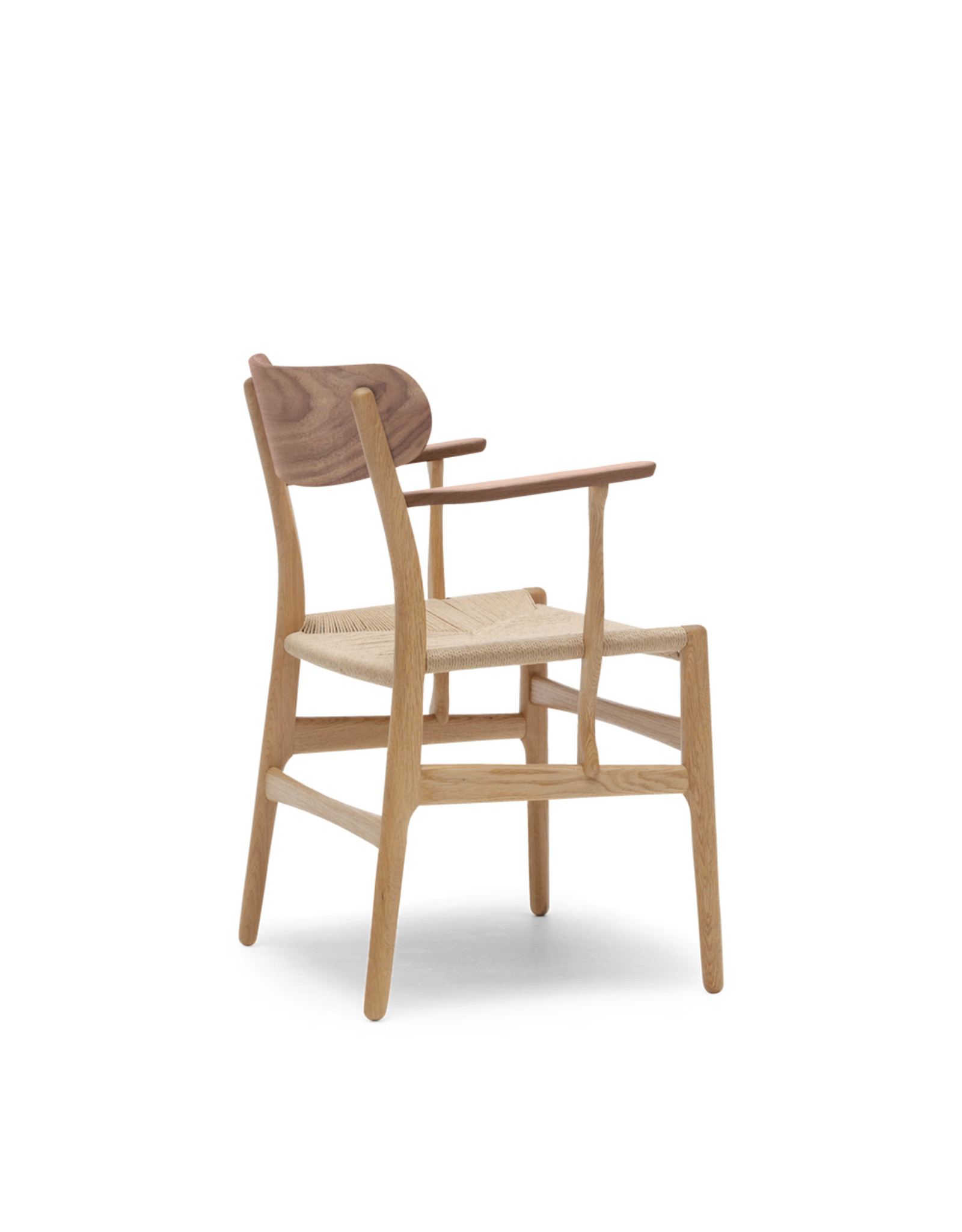 CH26 CHAIR IN OAK, ARMREST AND BACK IN WALNUT