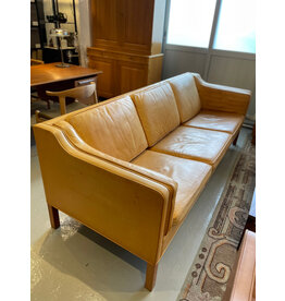 1960's LEATHER BORGE MOGENSEN 2213 3-SEATER SOFA