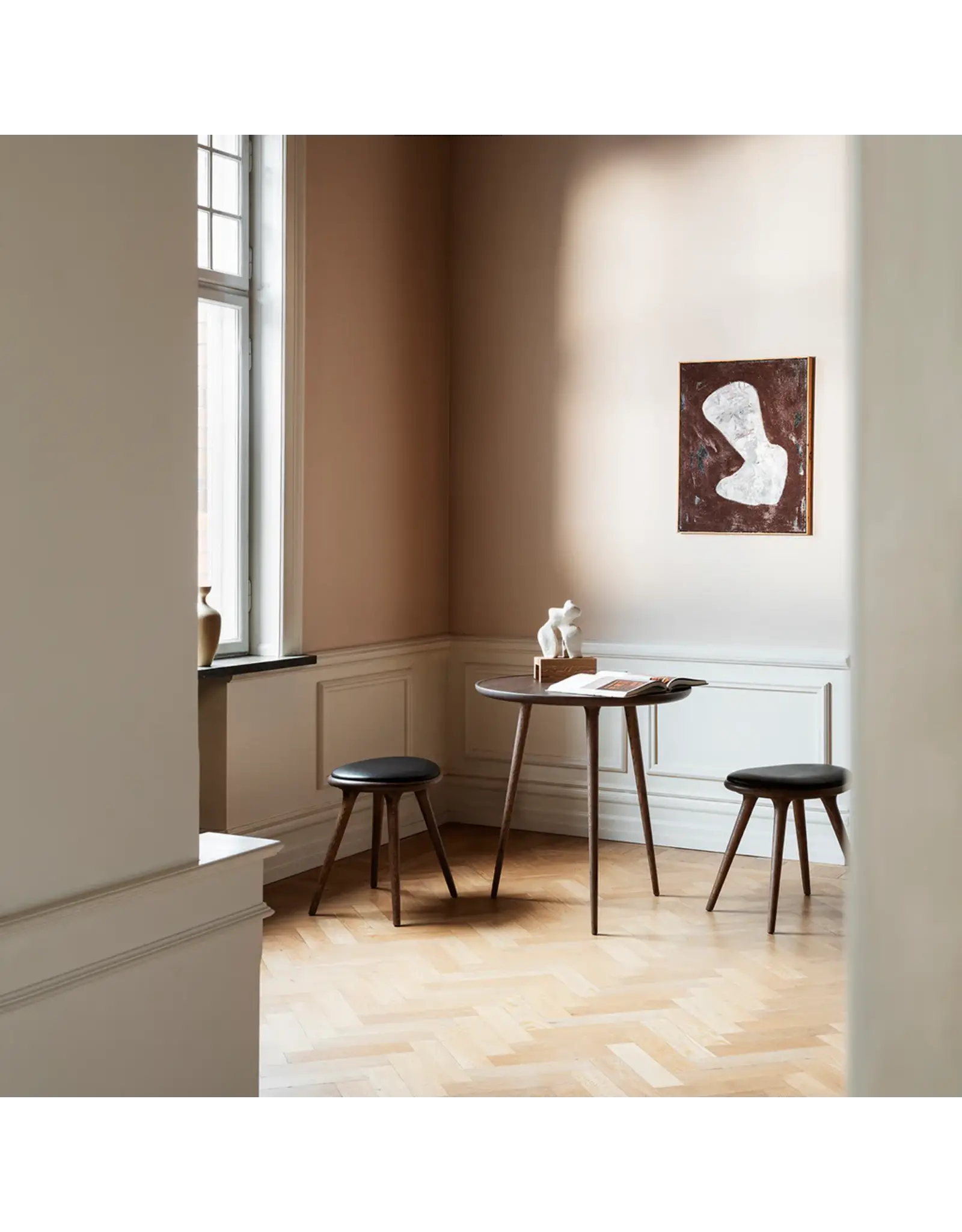 ETHICAL LOW STOOL IN DARK STAINED BEECHWOOD