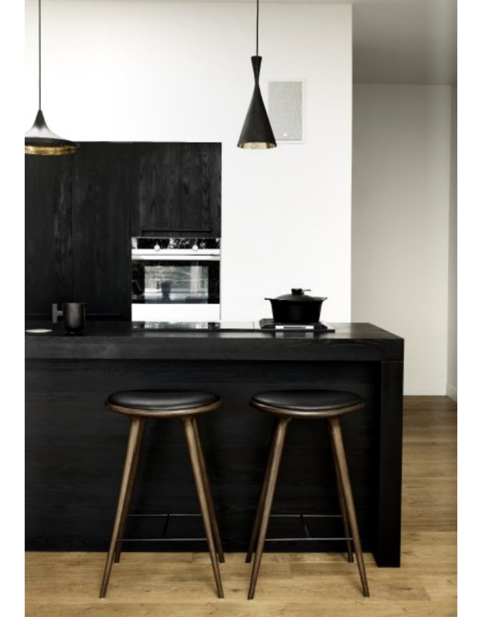 ETHICAL MEDIUM HIGH STOOL, DARK STAINED HARDWOOD