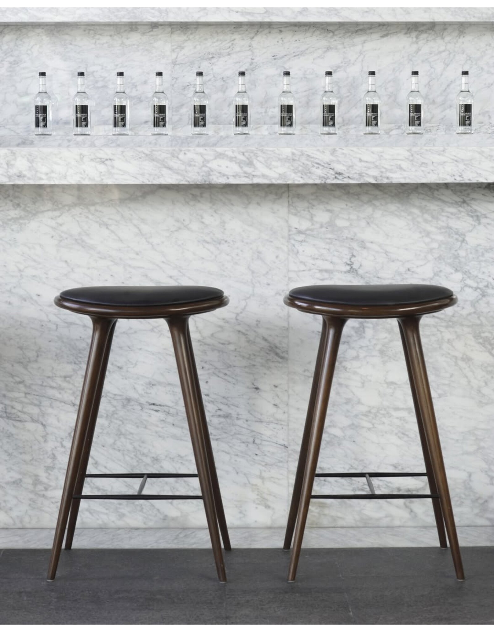 (BARGAIN CORNER) ETHICAL HIGH STOOL-DARK HARDWOOD