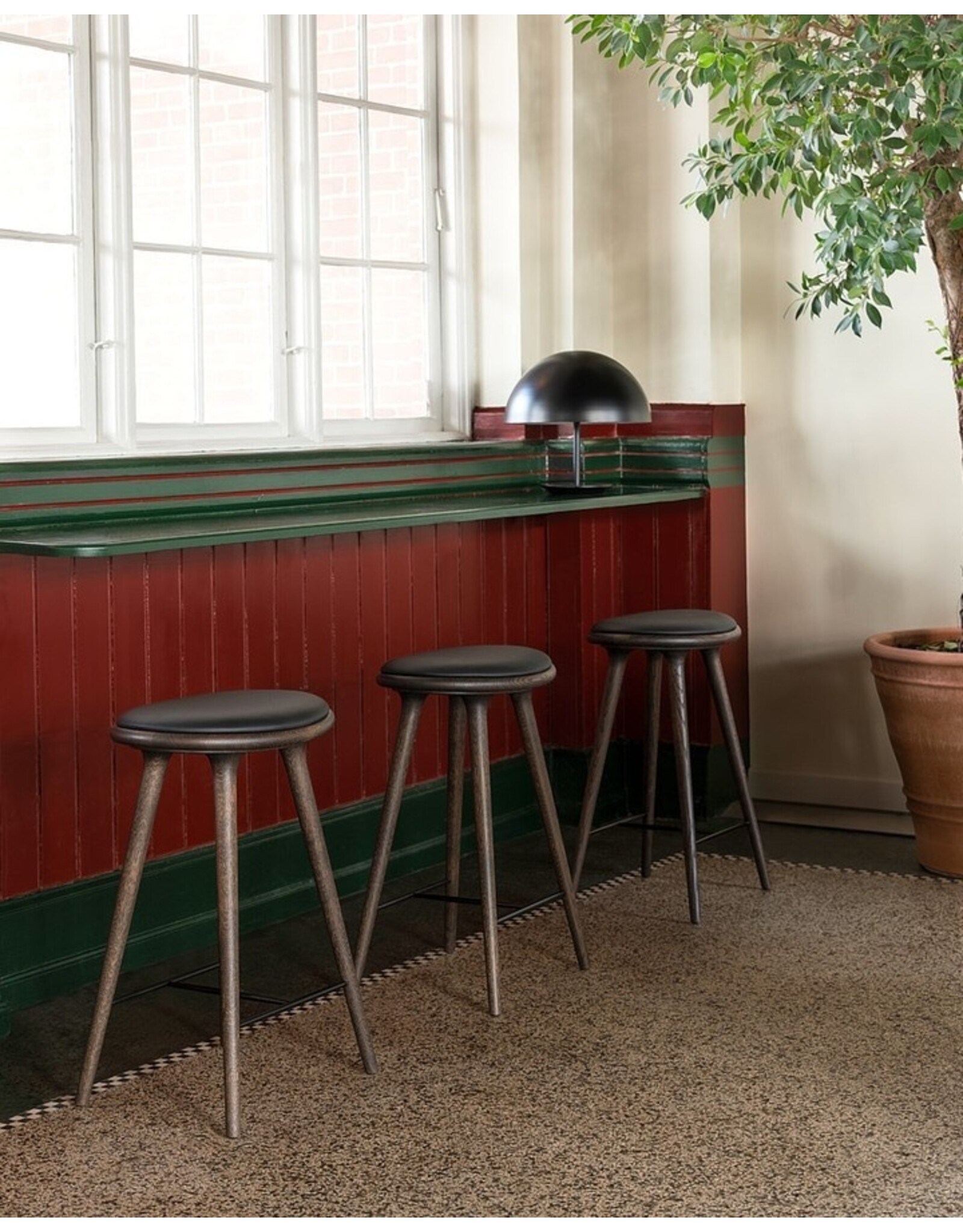 (BARGAIN CORNER) ETHICAL HIGH STOOL-DARK HARDWOOD