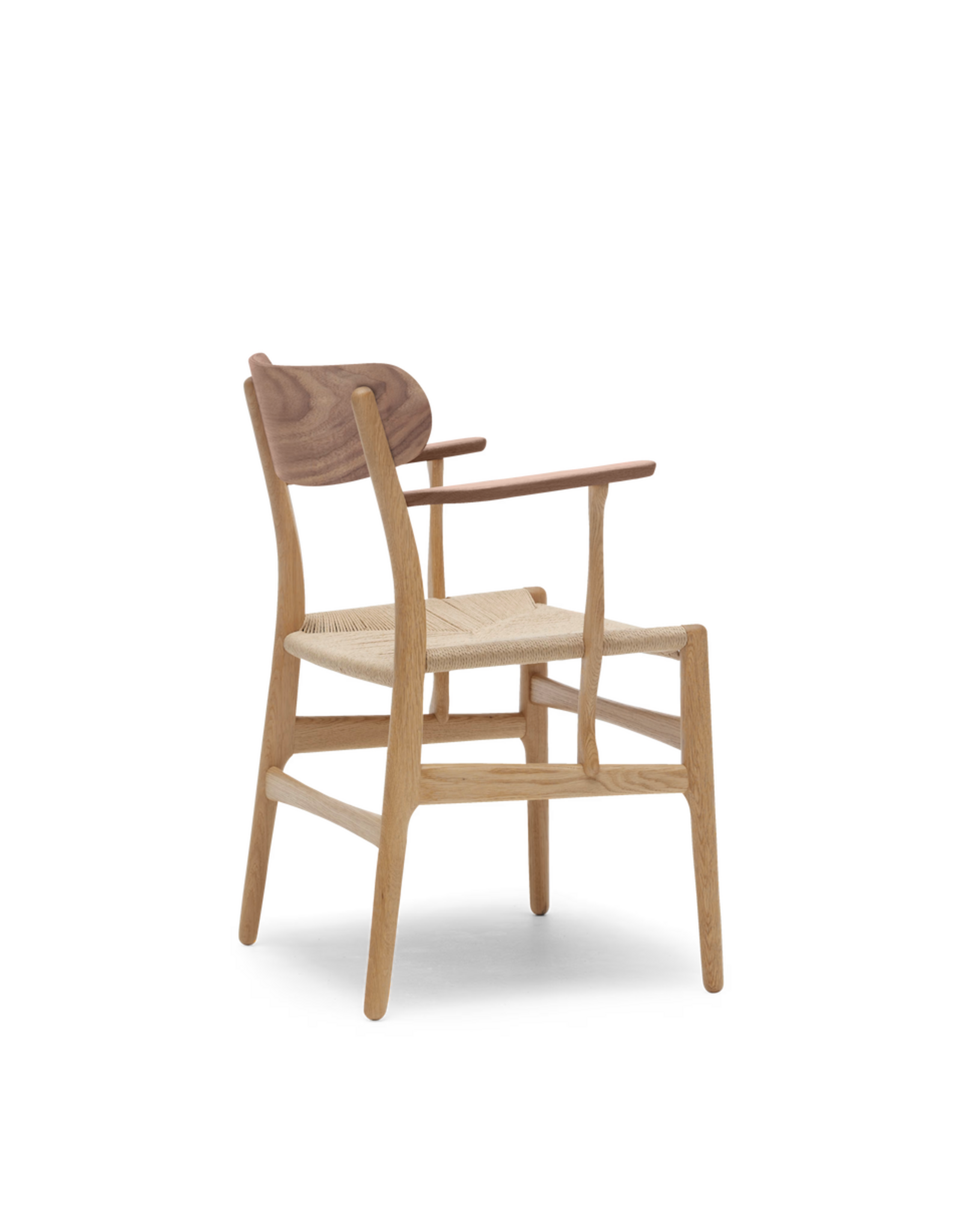 CH26 橡木餐椅，胡桃木扶手和靠背