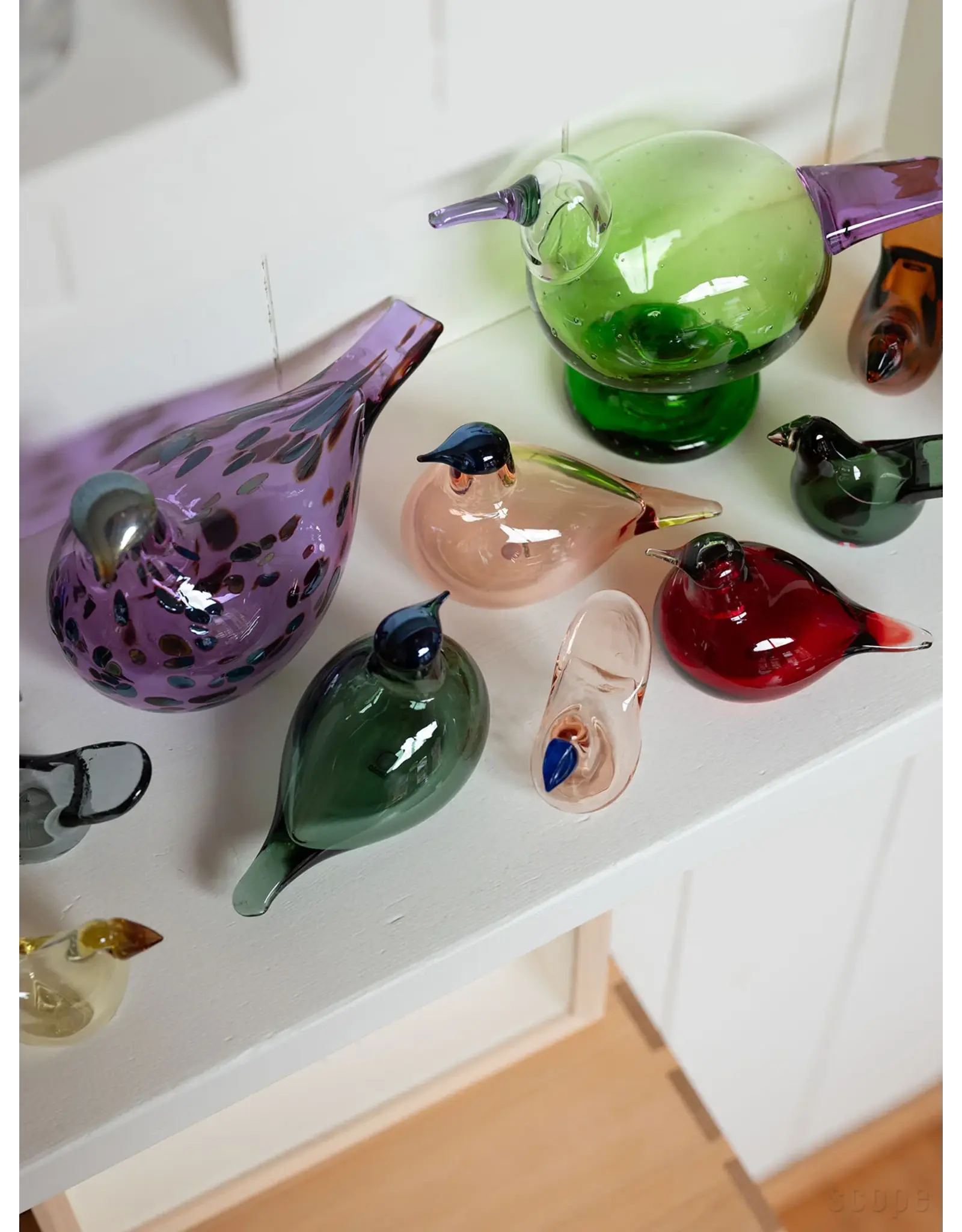 BIRDS BY TOIKKA, 鲑粉红色柳鶯玻璃鳥