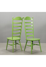 ONE OF THREE 1960's  HIGH LADDER BACK "MONA" CHAIR PAINTED IN APPLE GREEN