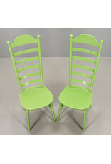 ONE OF THREE 1960's  HIGH LADDER BACK "MONA" CHAIR PAINTED IN APPLE GREEN