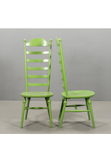 ONE OF THREE 1960's HIGH LADDER BACK "MONA" CHAIR PAINTED IN APPLE GREEN