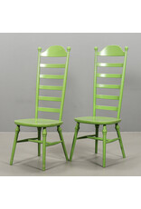 ONE OF THREE 1960's HIGH LADDER BACK "MONA" CHAIR PAINTED IN APPLE GREEN