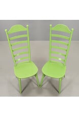 ONE OF THREE 1960's HIGH LADDER BACK "MONA" CHAIR PAINTED IN APPLE GREEN