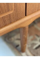 1960'S TEAK SIDEBOARD WITH CARVED RELIEF DOORS