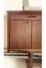 1960'S TEAK SIDEBOARD WITH CARVED RELIEF DOORS