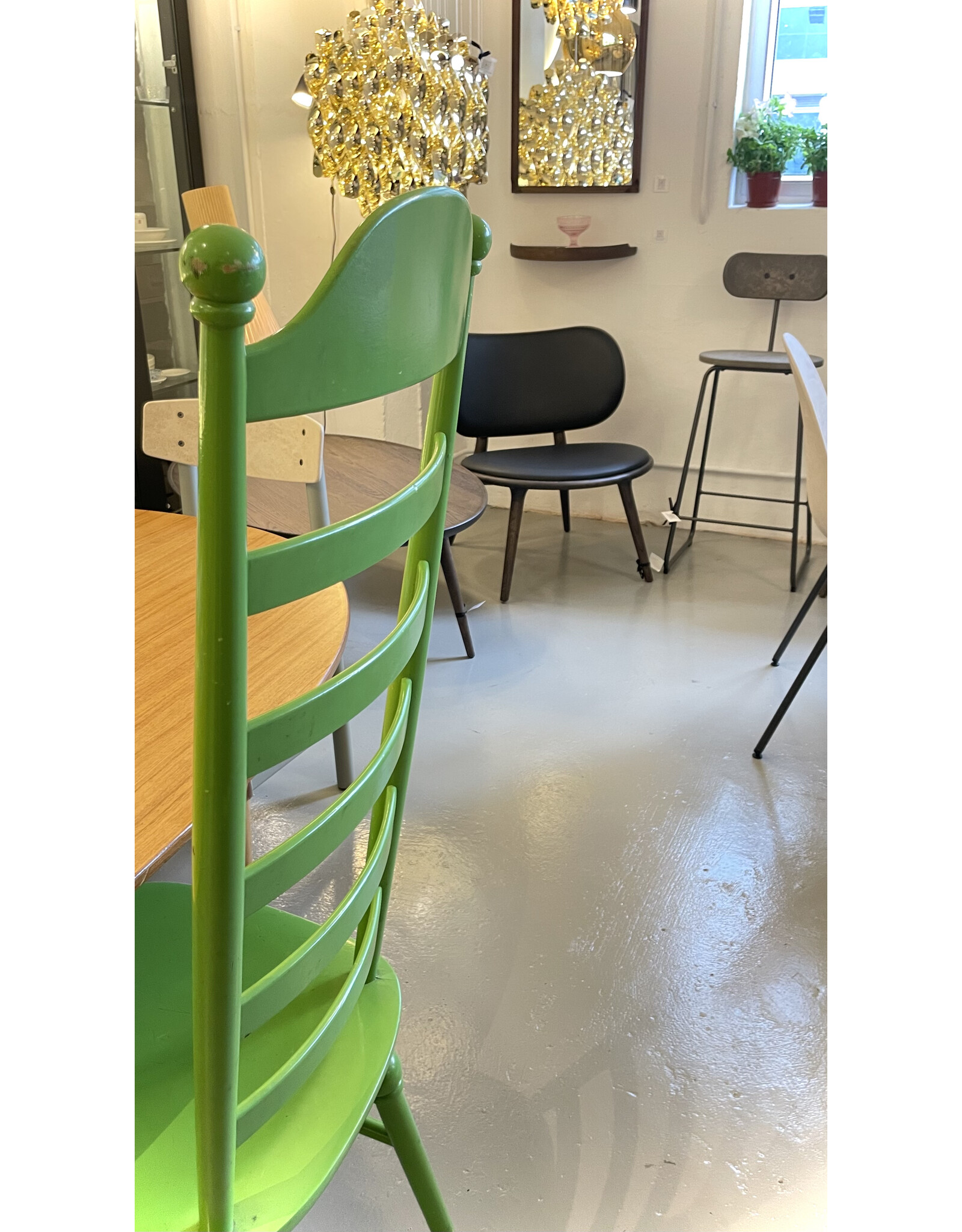 1960's HIGH LADDER BACK "MONA" CHAIRS, SET OF 3 PIECES