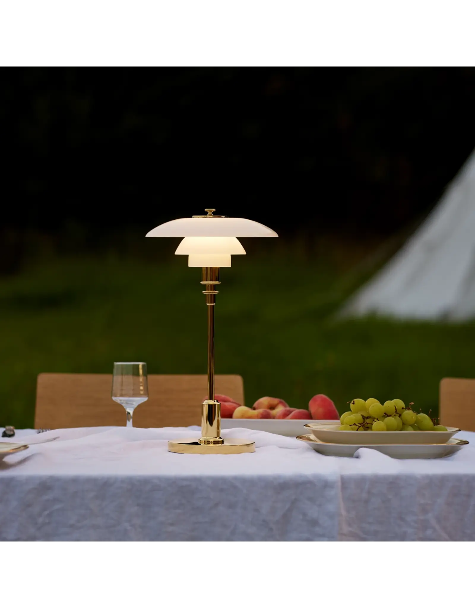 PH 2/1 PORTABLE LAMP, BASE IN BRASS  METALLISED