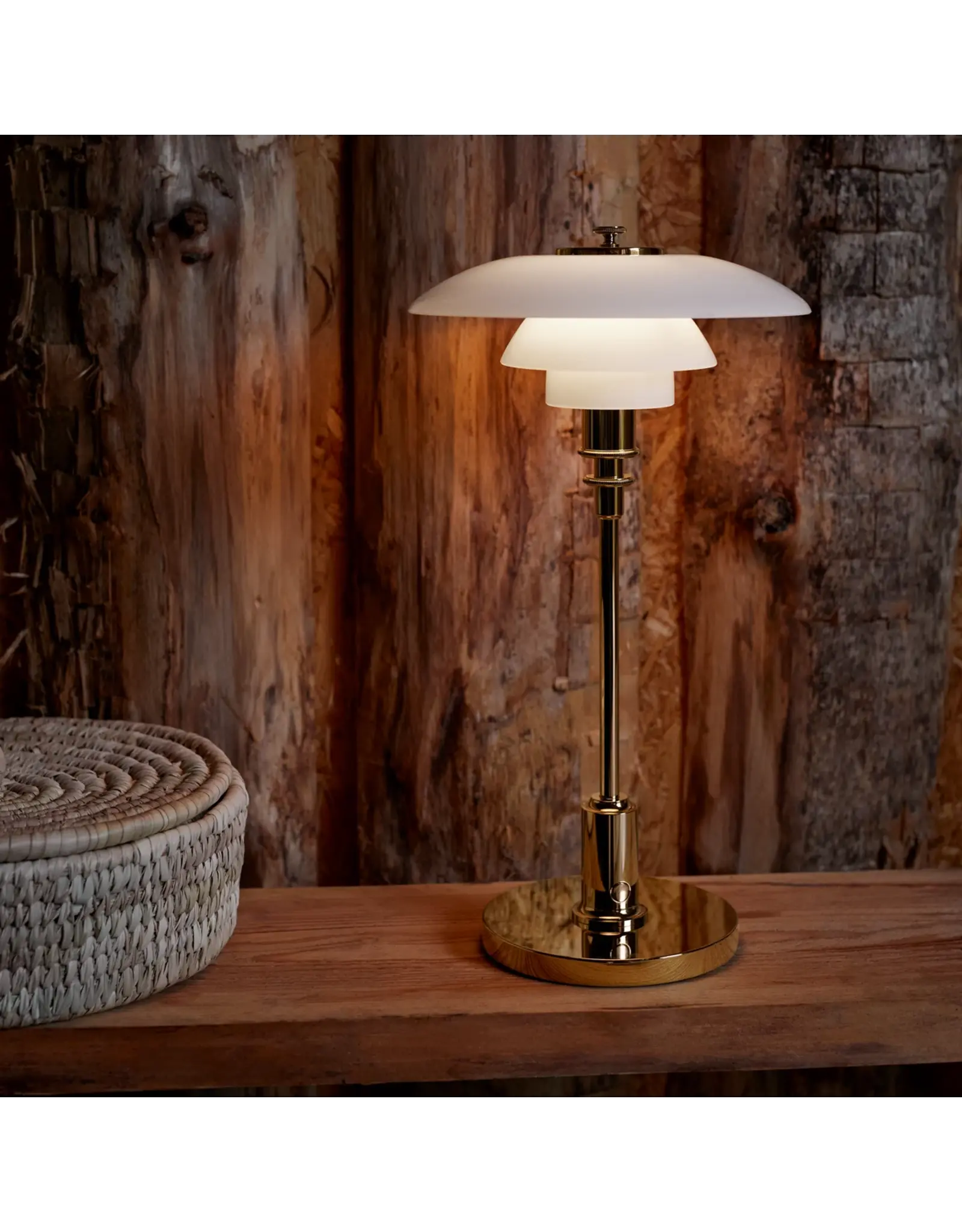 PH 2/1 PORTABLE LAMP, BASE IN BRASS  METALLISED