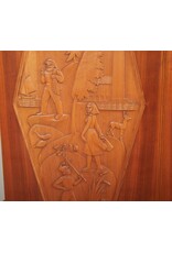1950's RARE SWEDISH CABINET WITH PAIR OF RELIEF DECORATED DOORS