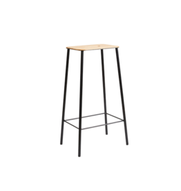 ADAM STOOL IN OAK SEAT, BLACK STEEL FRAME, H76CM