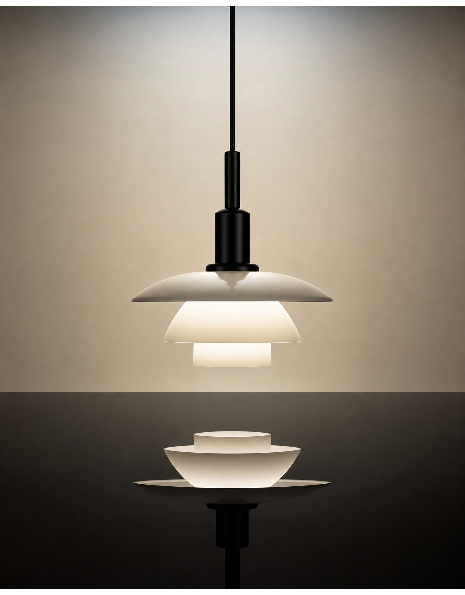 PH 3/3 PENDANT LAMP IN BLACK GLASS SHADES