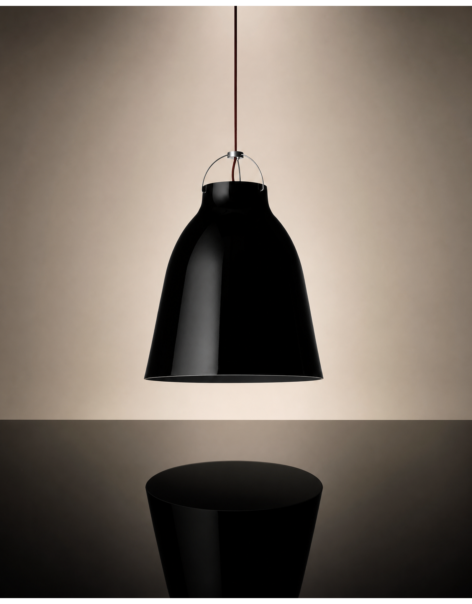CARAVAGGIO STEEL PENDANT LIGHT IN BLACK HIGH GLOSS LACQUER