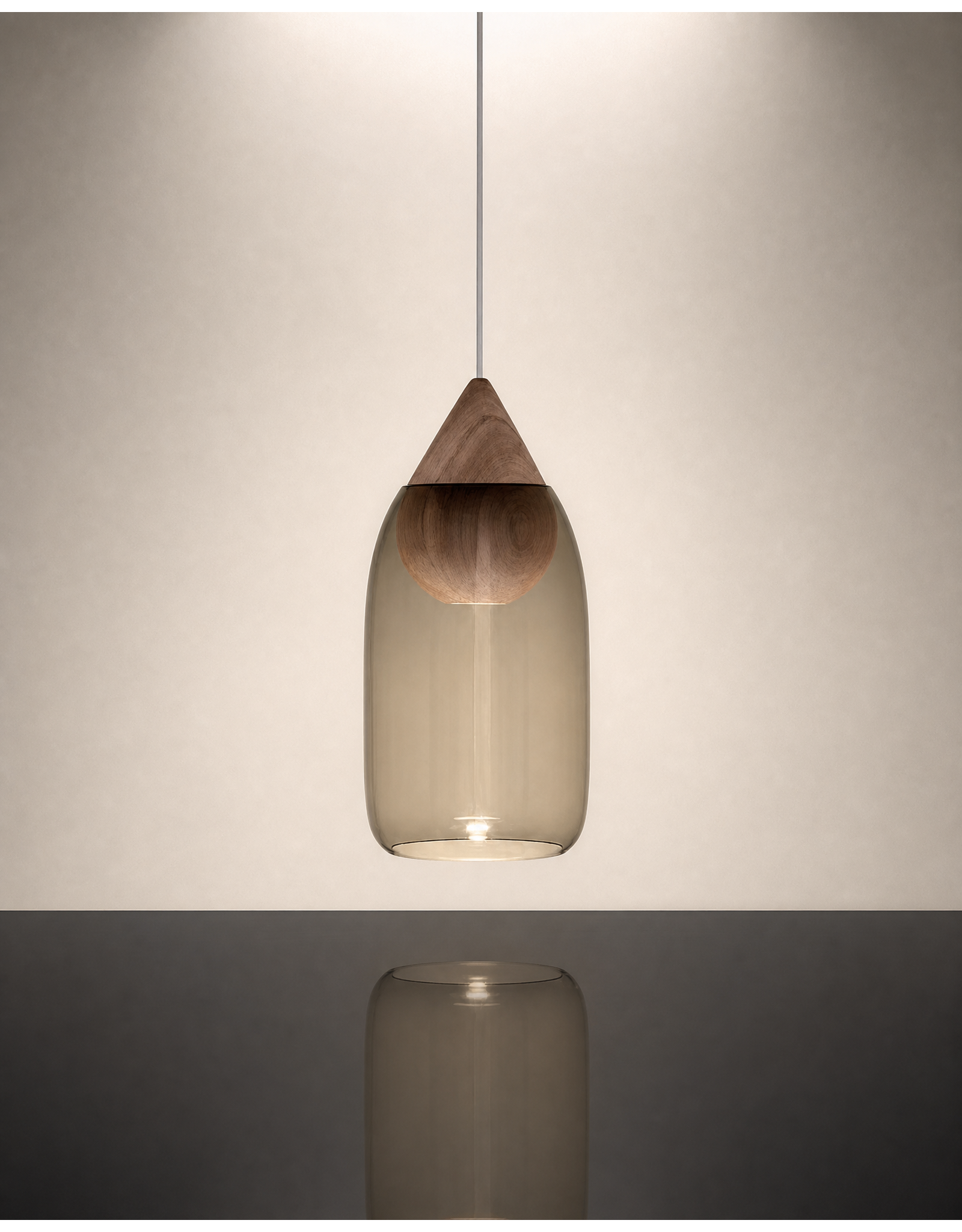 LIUKU PENDANT DROP LAMP W/ DARK SMOKED  GLASS SHADE