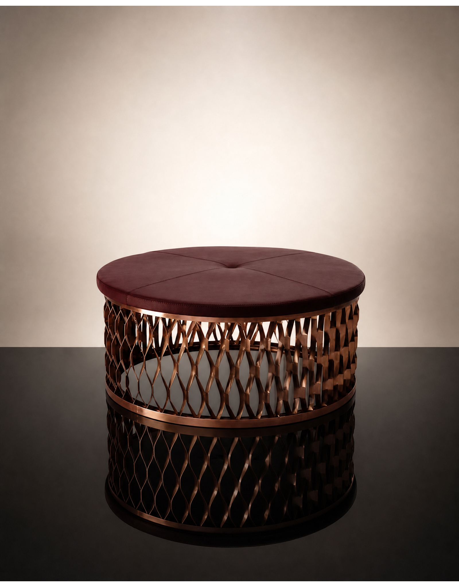 STEELO OTTOMAN EXTRUDED METAL BASE IN COPPER